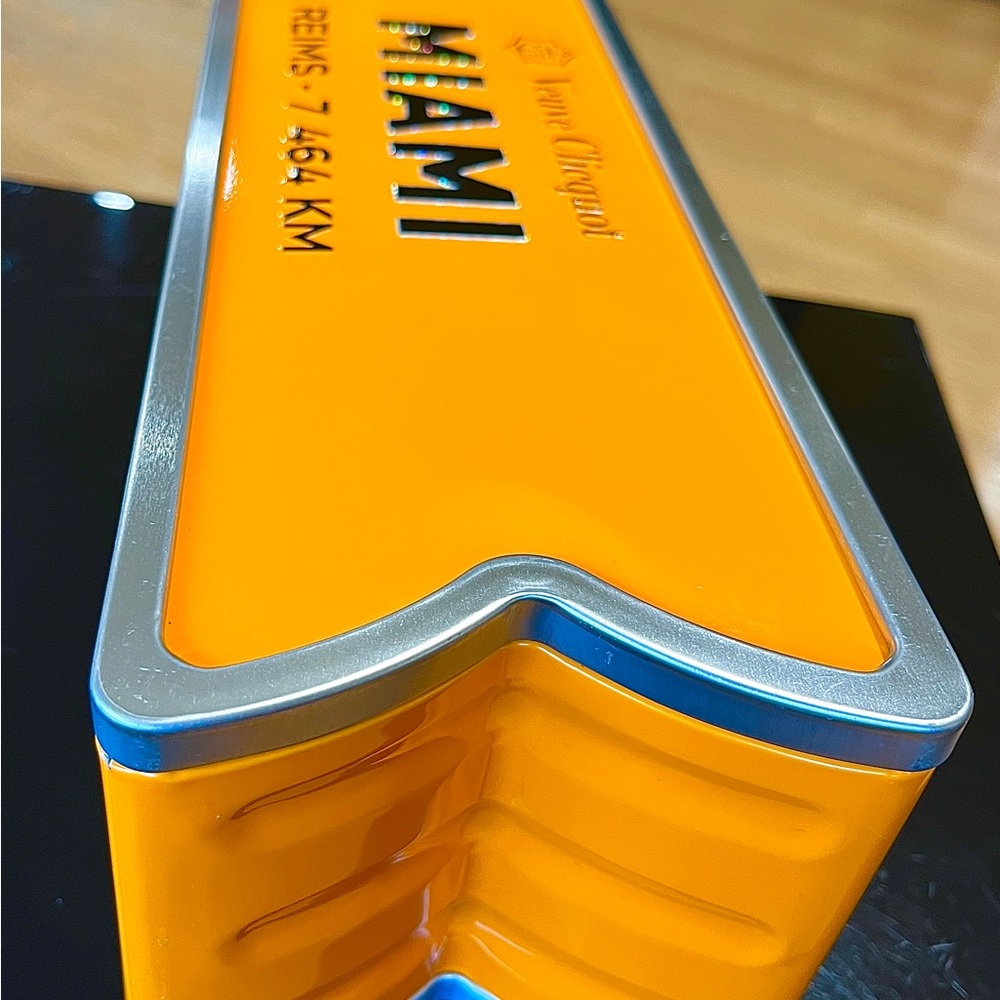 Veuve Clicquot Directional Arrow Tin Box Miami. Advertising.